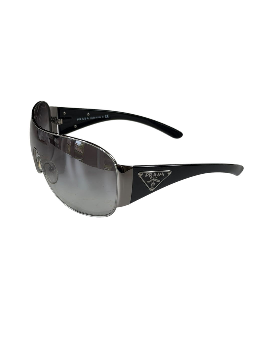 Prada Shield Mask Sunglasses Wrap With Icon Triangle Logo SPR 57L.