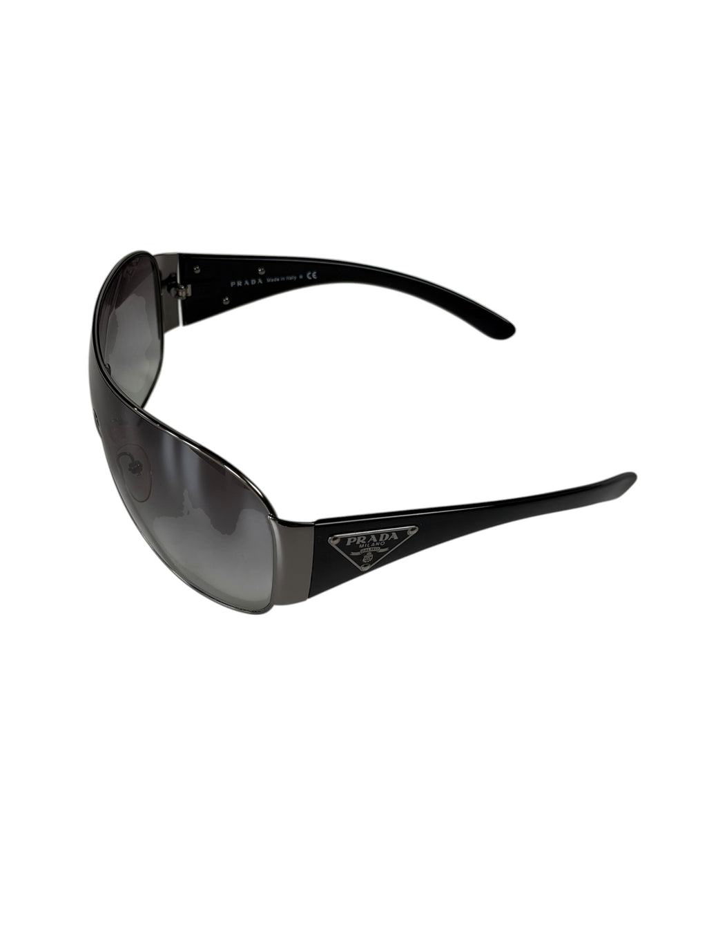 Prada Shield Mask Sunglasses Wrap With Icon Triangle Logo SPR 57L.