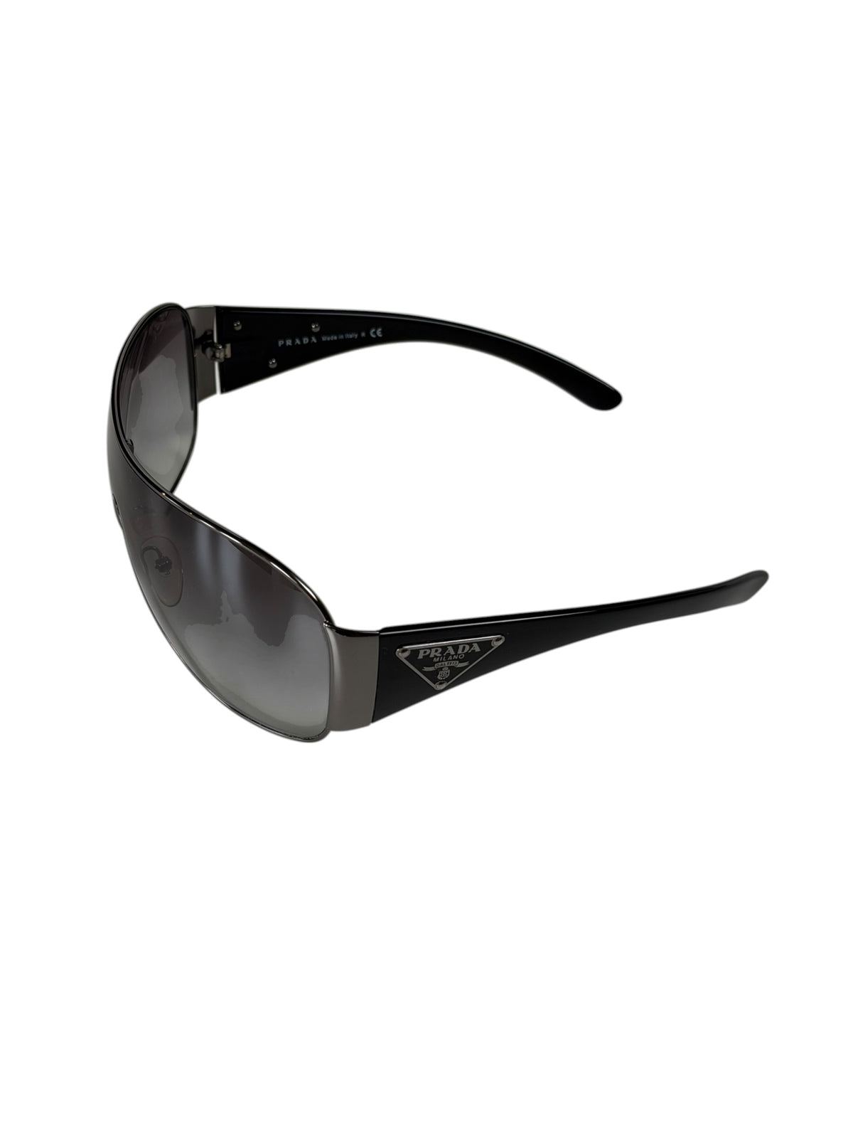 Prada Shield Mask Sunglasses Wrap With Icon Triangle Logo SPR 57L.