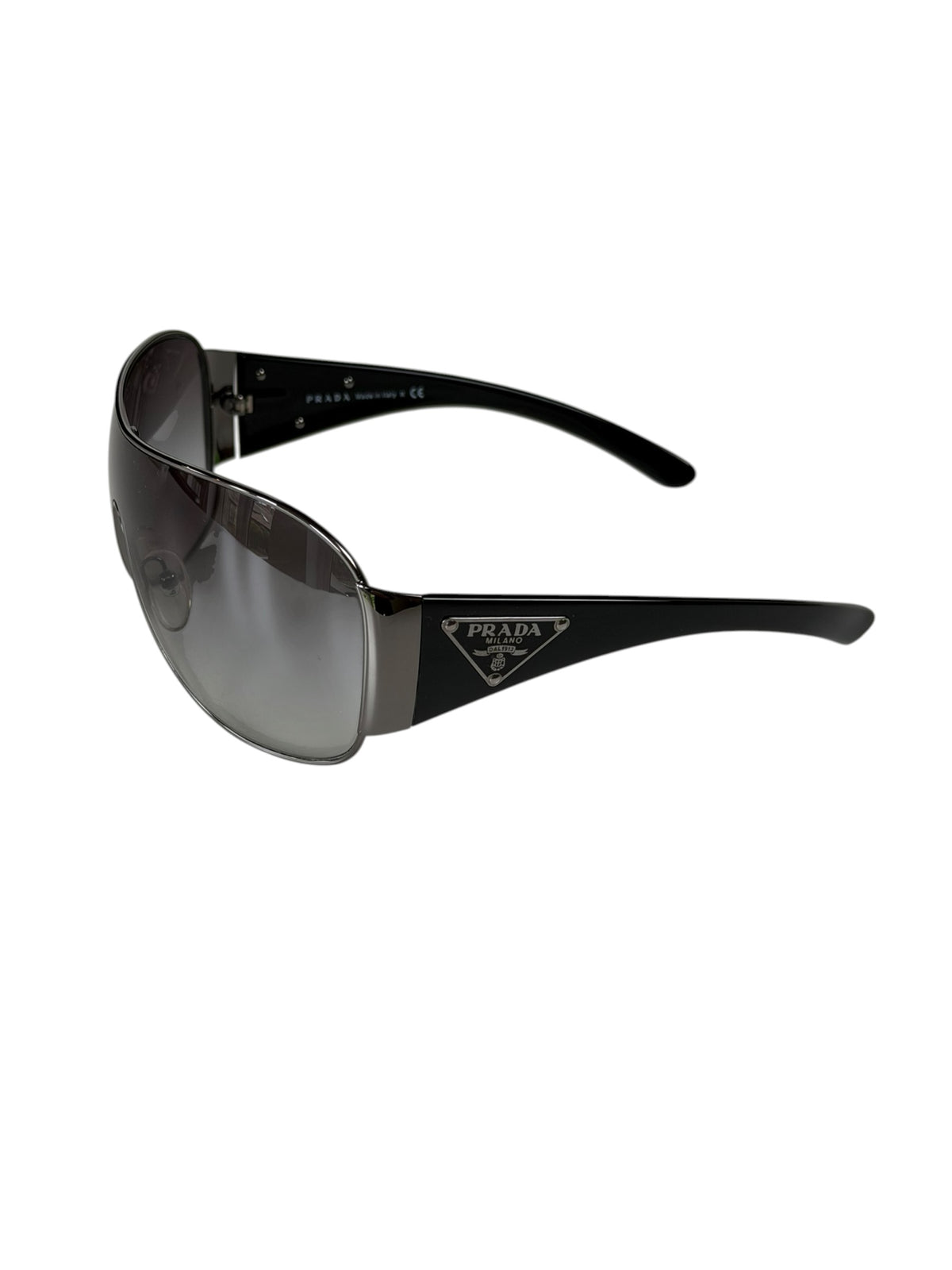 Prada Shield Mask Sunglasses Wrap With Icon Triangle Logo SPR 57L.