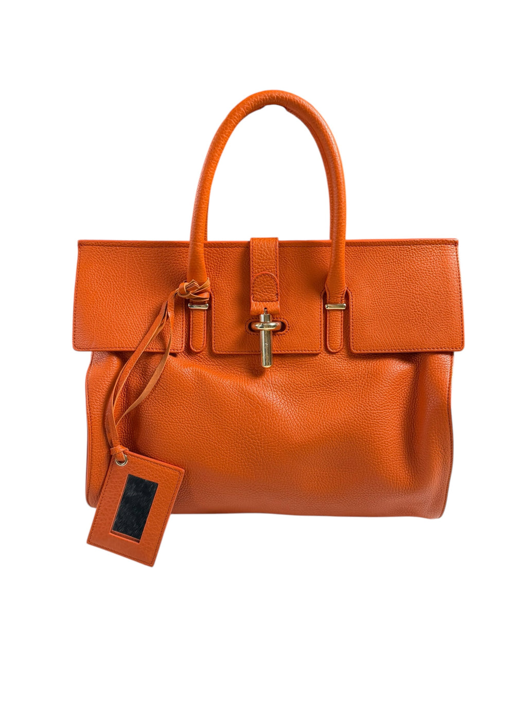 Balenciaga Grained Calfskin Tube Lock Handbag Bag In Orange