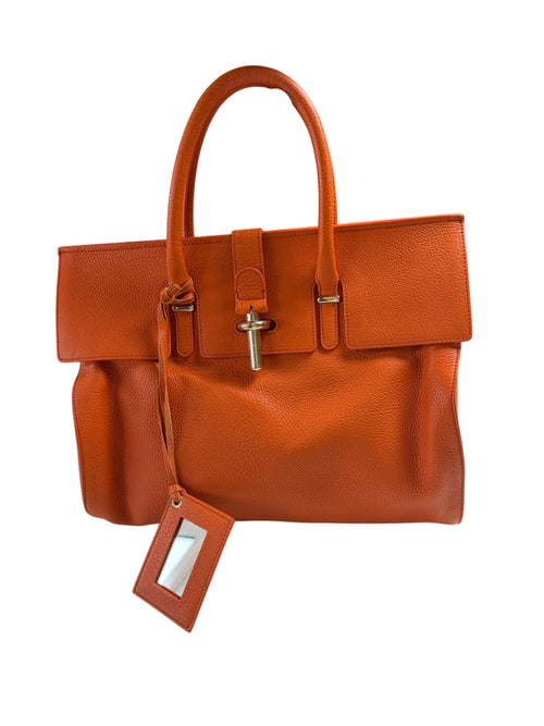 Balenciaga Grained Calfskin Tube Lock Handbag Bag In Orange