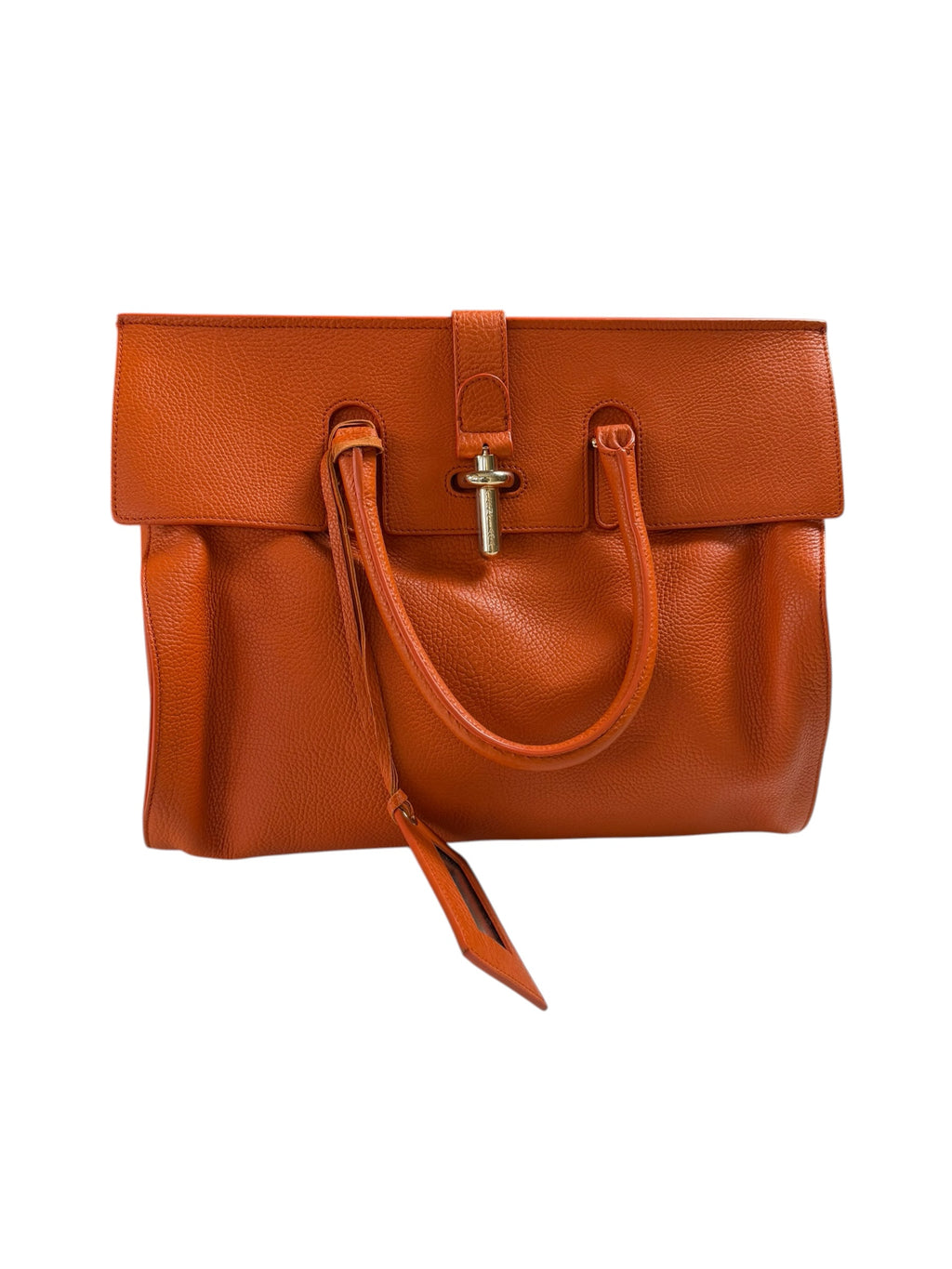 Balenciaga Grained Calfskin Tube Lock Handbag Bag In Orange