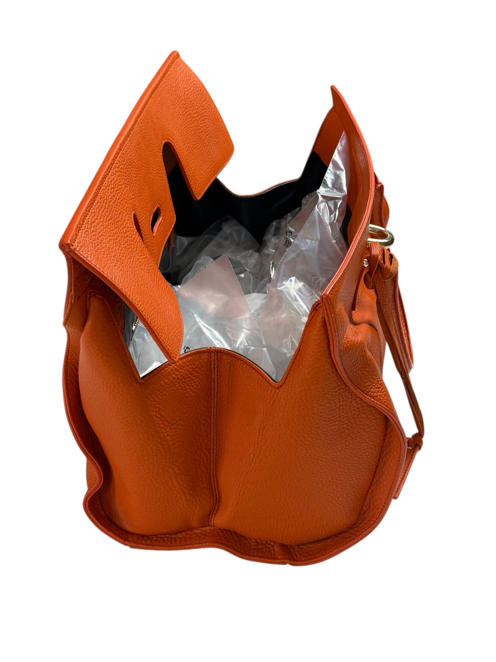 Balenciaga Grained Calfskin Tube Lock Handbag Bag In Orange