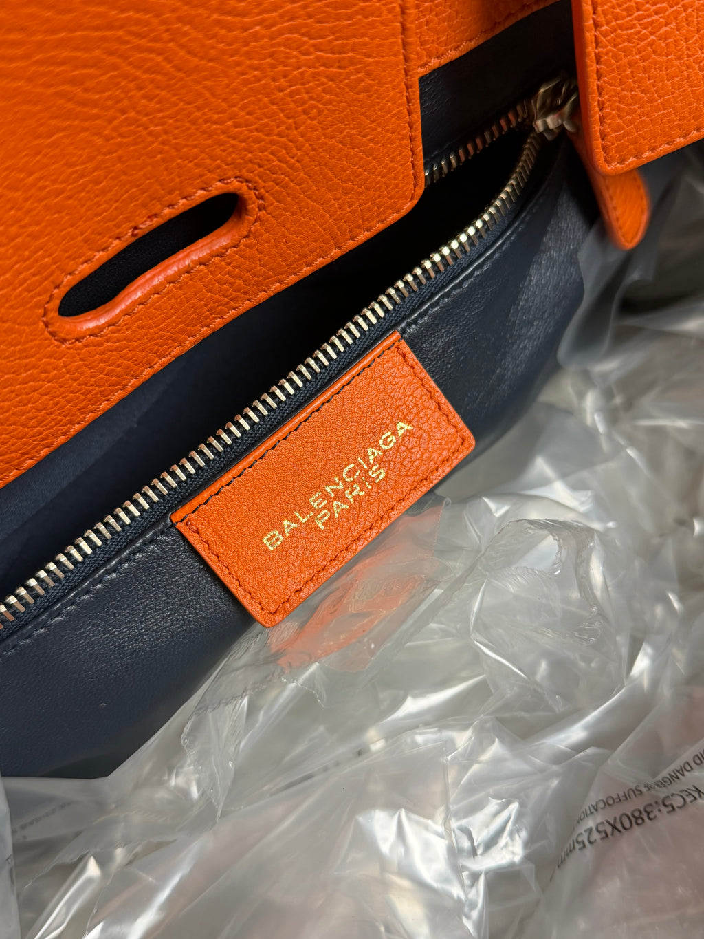 Balenciaga Grained Calfskin Tube Lock Handbag Bag In Orange