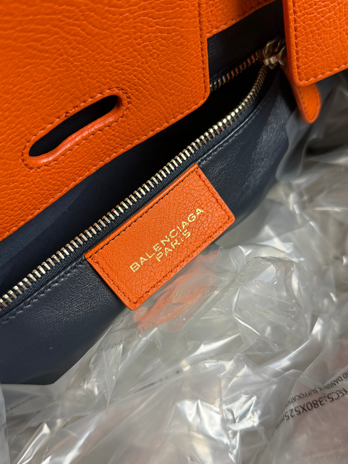 Balenciaga Grained Calfskin Tube Lock Handbag Bag In Orange