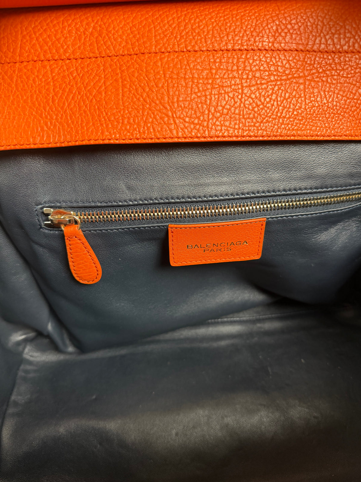 Balenciaga Grained Calfskin Tube Lock Handbag Bag In Orange
