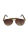 Gucci Teardrop Oval Aviation Bamboo Sunglasses