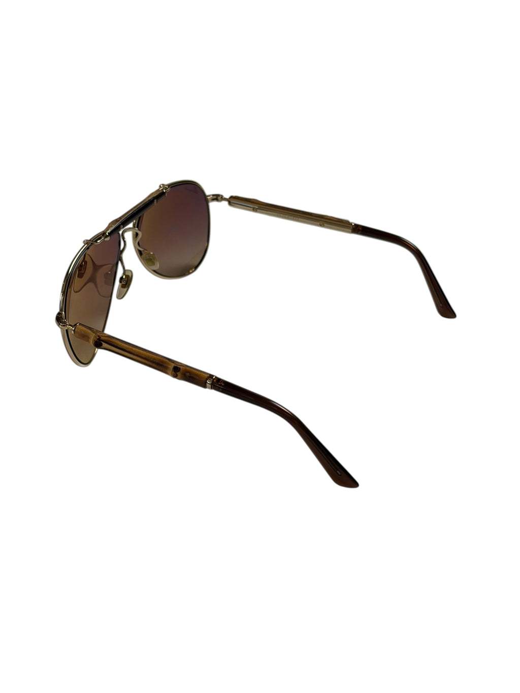 Gucci Teardrop Oval Aviation Bamboo Sunglasses