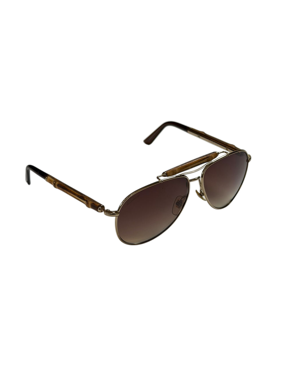 Gucci Teardrop Oval Aviation Bamboo Sunglasses