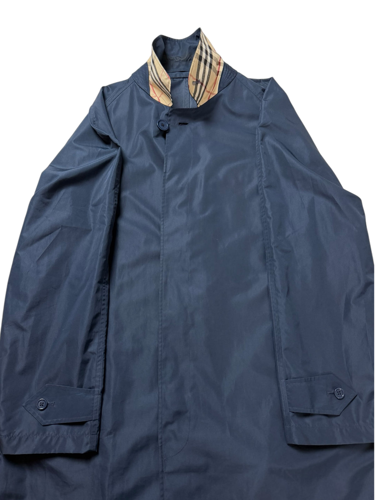 Burberry Water Resistant Packable Jacket Men’s L Tg. 52 Navy With Collar Check