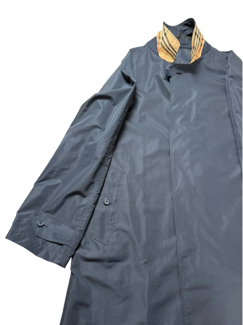 Burberry Water Resistant Packable Jacket Men’s L Tg. 52 Navy With Collar Check
