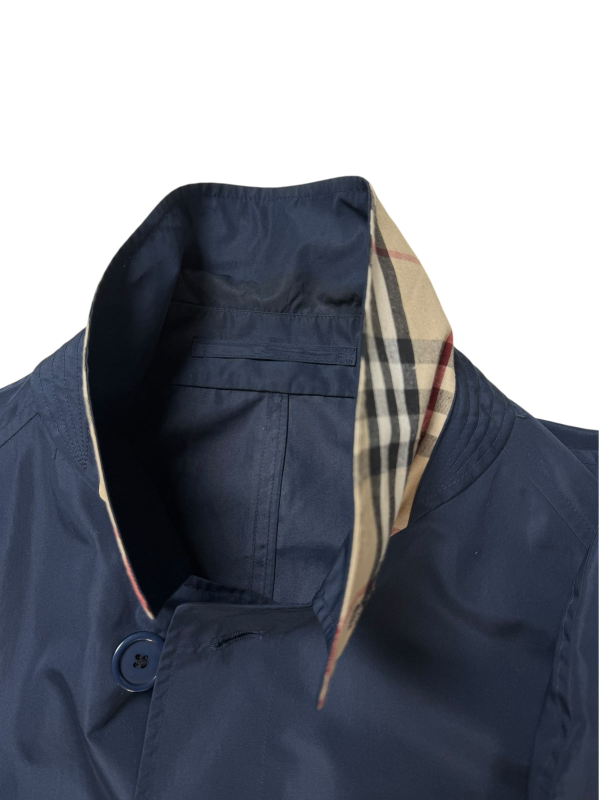 Burberry Water Resistant Packable Jacket Men’s L Tg. 52 Navy With Collar Check