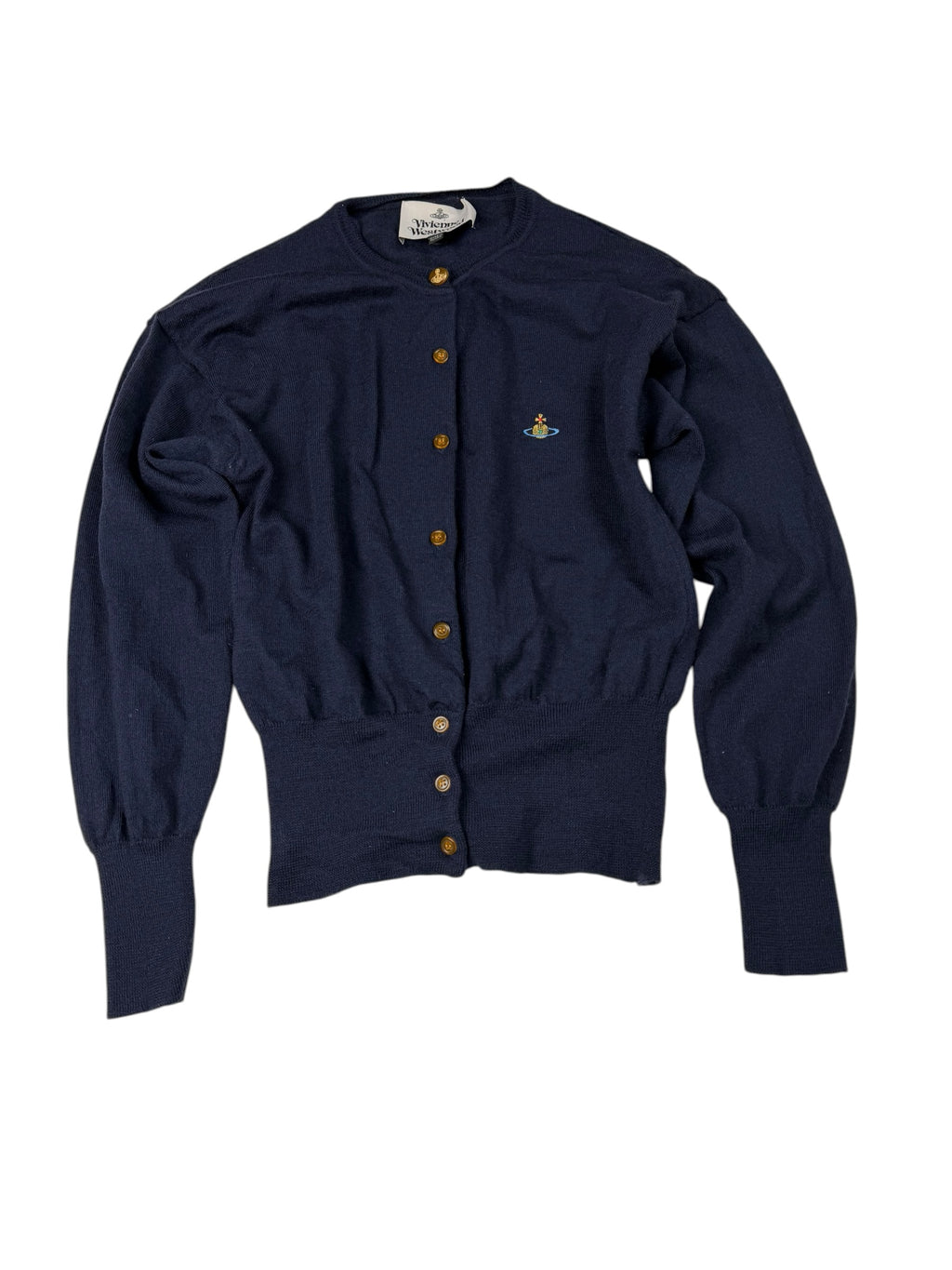 Vivienne Westwood Navy Bea Cardigan Cropped Jumper Women's M