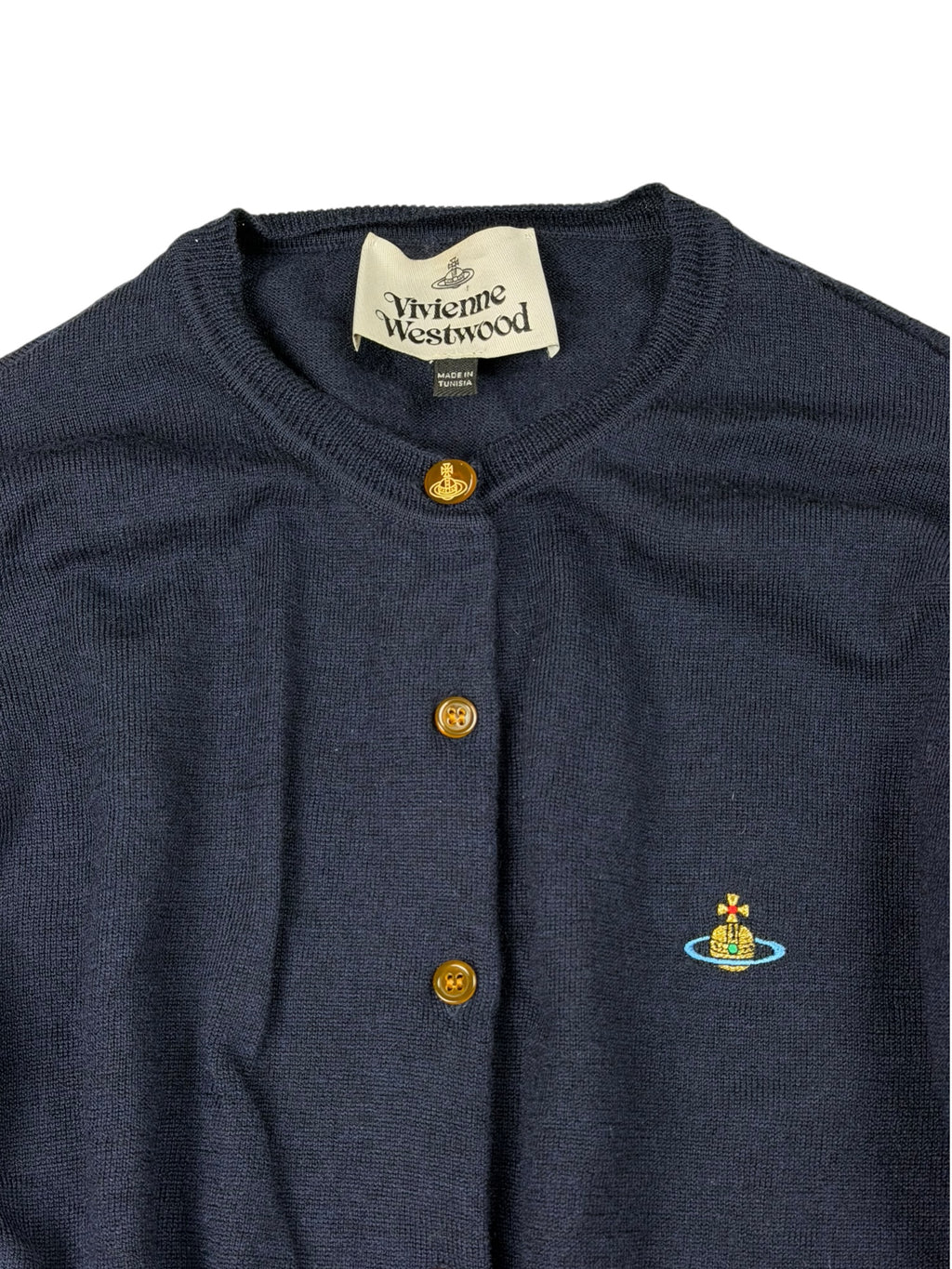 Vivienne Westwood Navy Bea Cardigan Cropped Jumper Women's M