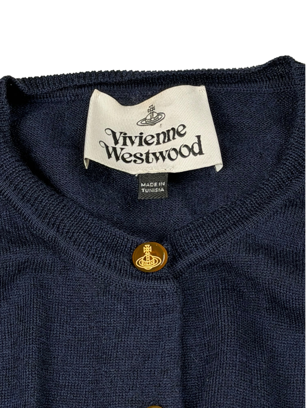 Vivienne Westwood Navy Bea Cardigan Cropped Jumper Women's M