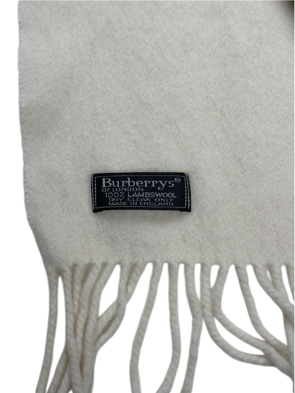 Burberry Lambswool Scarf Large Shawl Size Cream Knight Embroidered