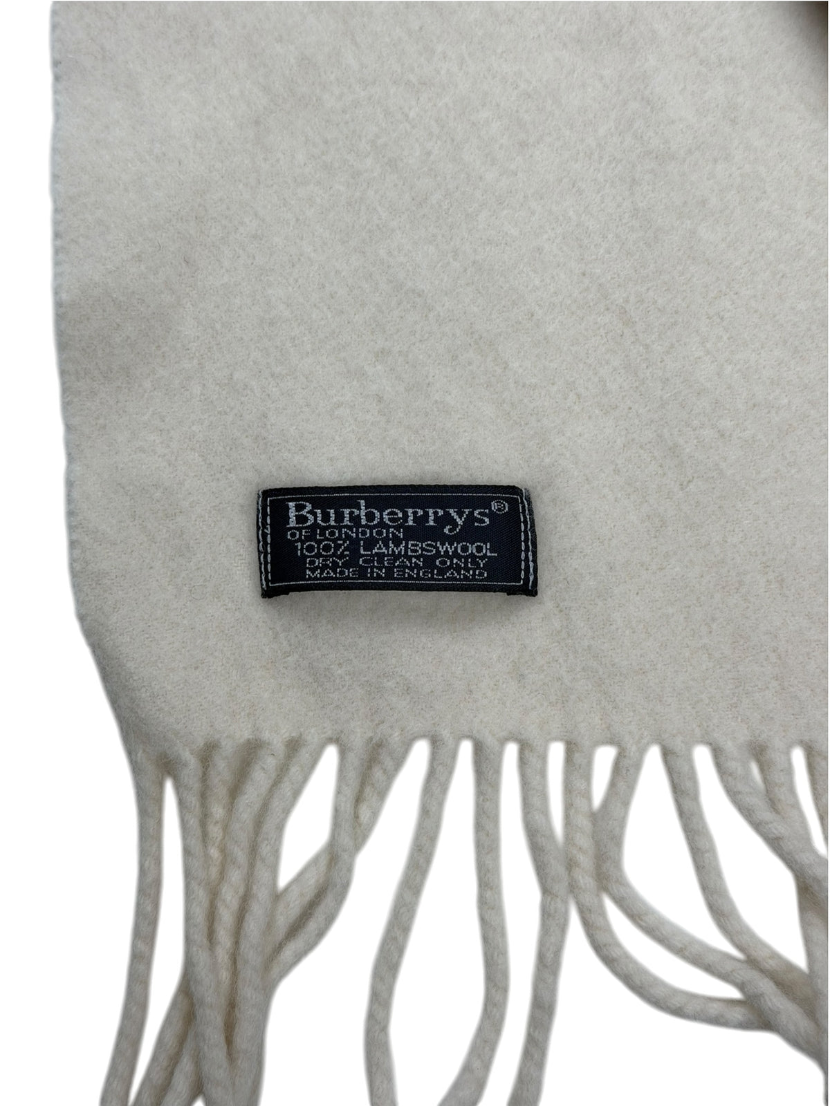 Burberry Lambswool Scarf Large Shawl Size Cream Knight Embroidered