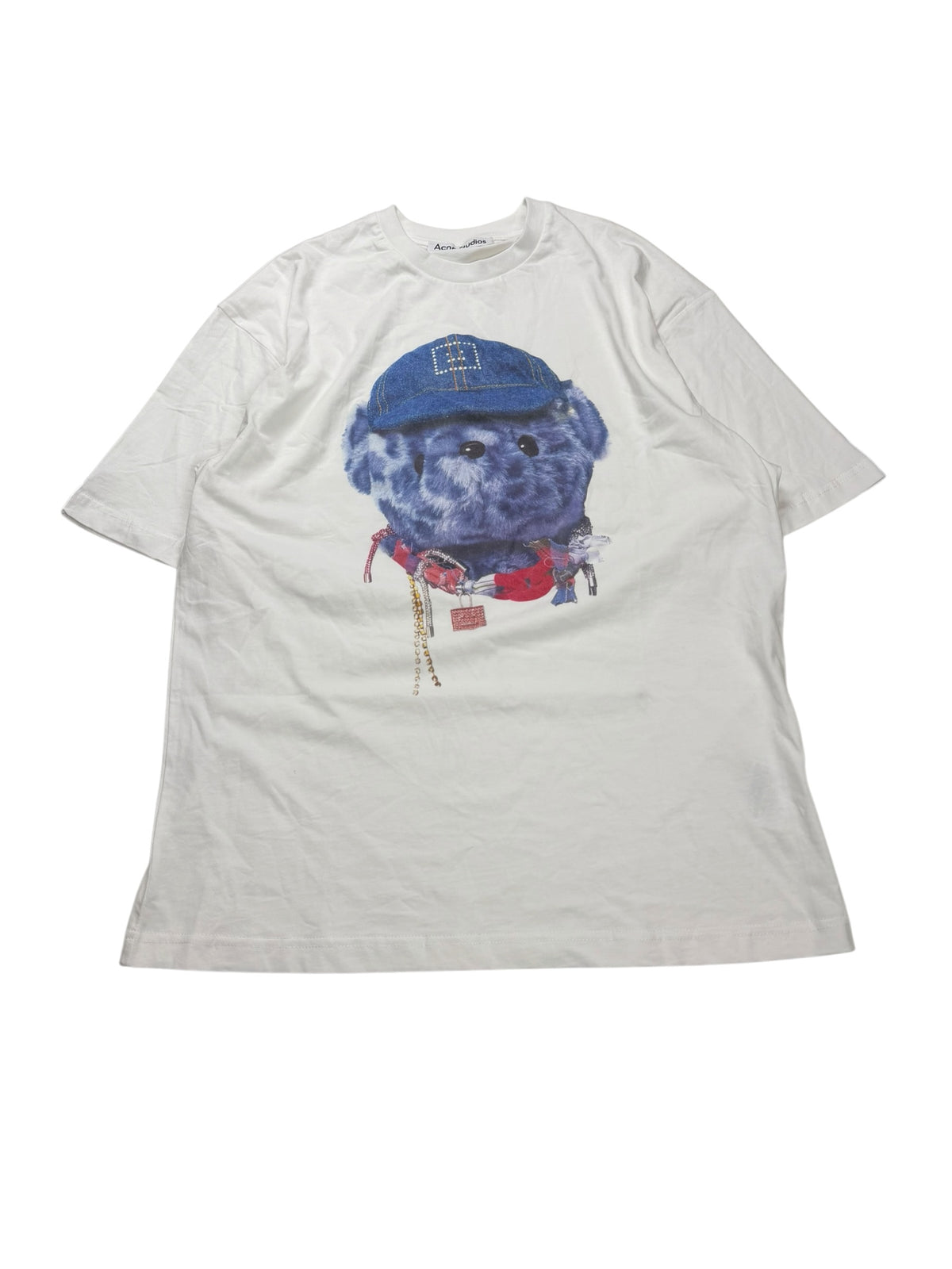Acne Studios Printed T-Shirt Exford Face teddy Bear Mens M Optic White