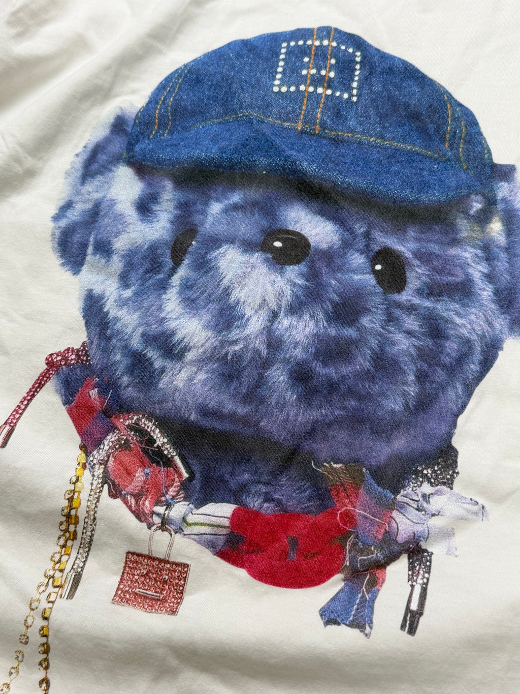 Acne Studios Printed T-Shirt Exford Face teddy Bear Mens M Optic White