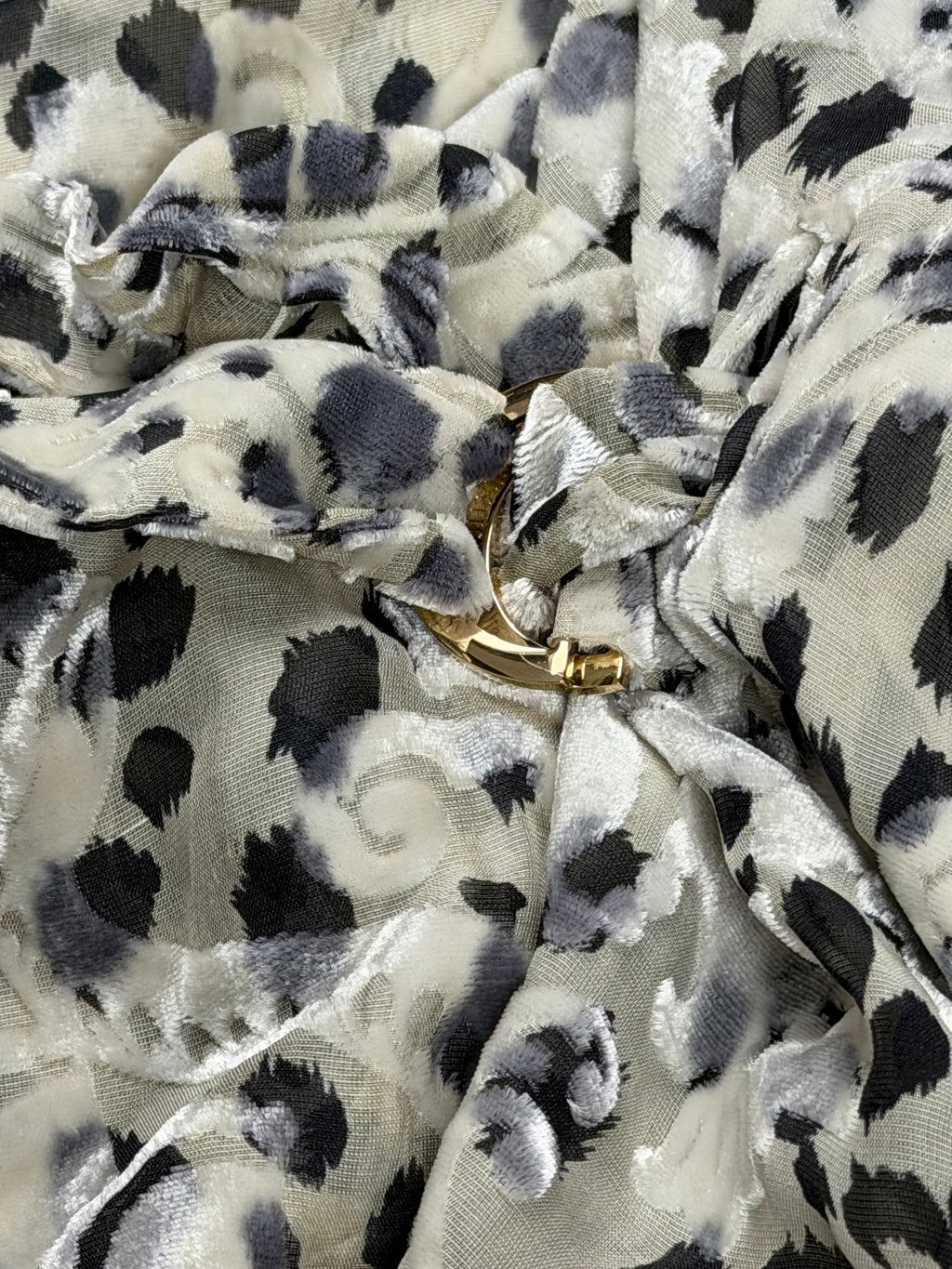 Roberto Cavalli Silk Viscous Leopard Print Chiffon Blouse Top Cape Collar Tg 46