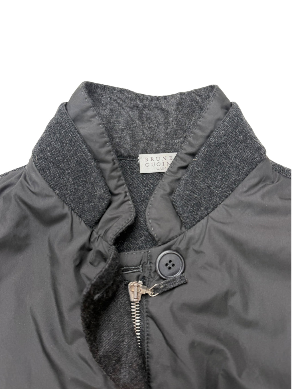 Brunello Cucinelli Hybrid Jacket Cashmere Nylon Black & Grey Women's M IT42