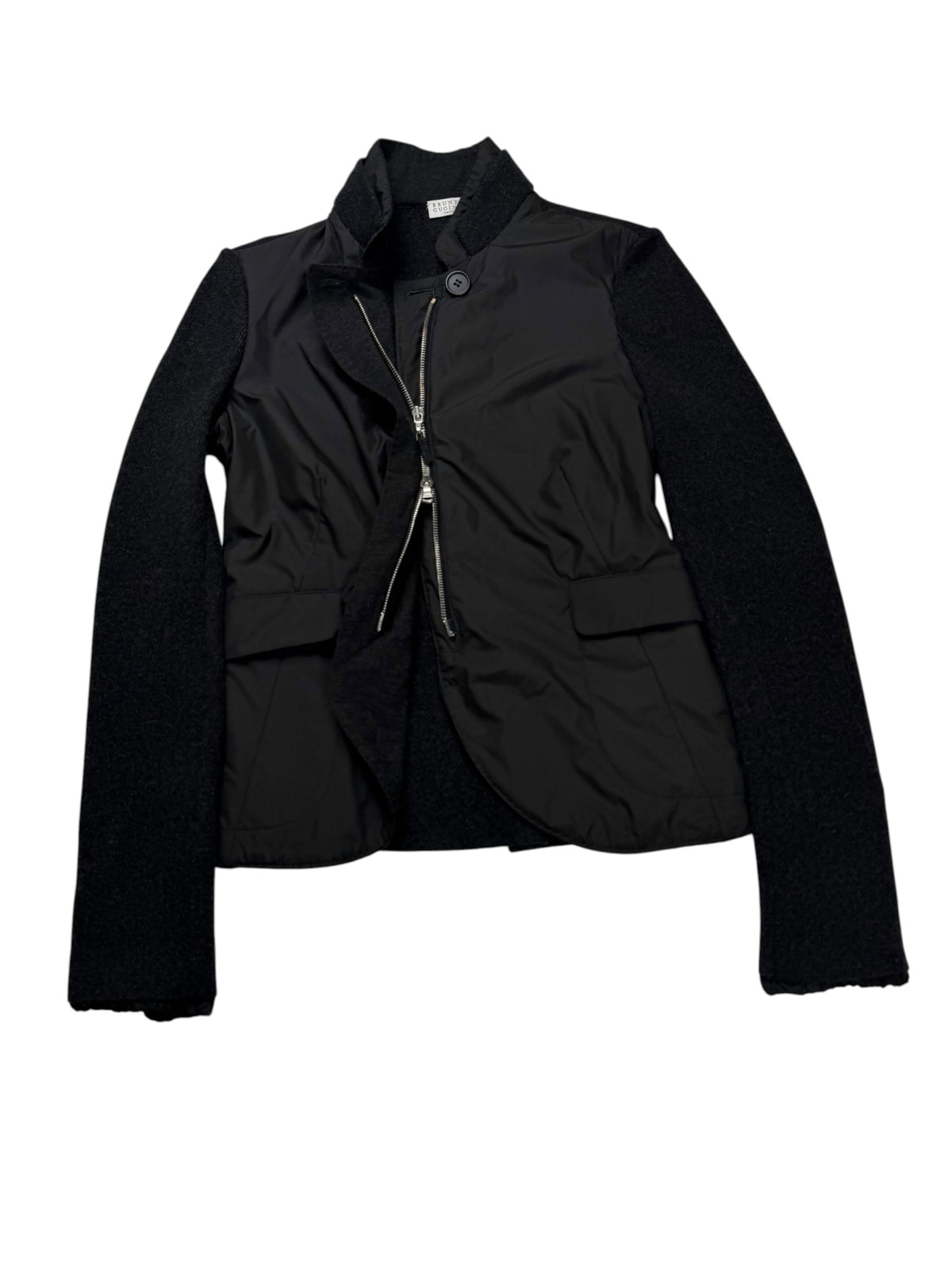 Brunello Cucinelli Hybrid Jacket Cashmere Nylon Black & Grey Women's M IT42