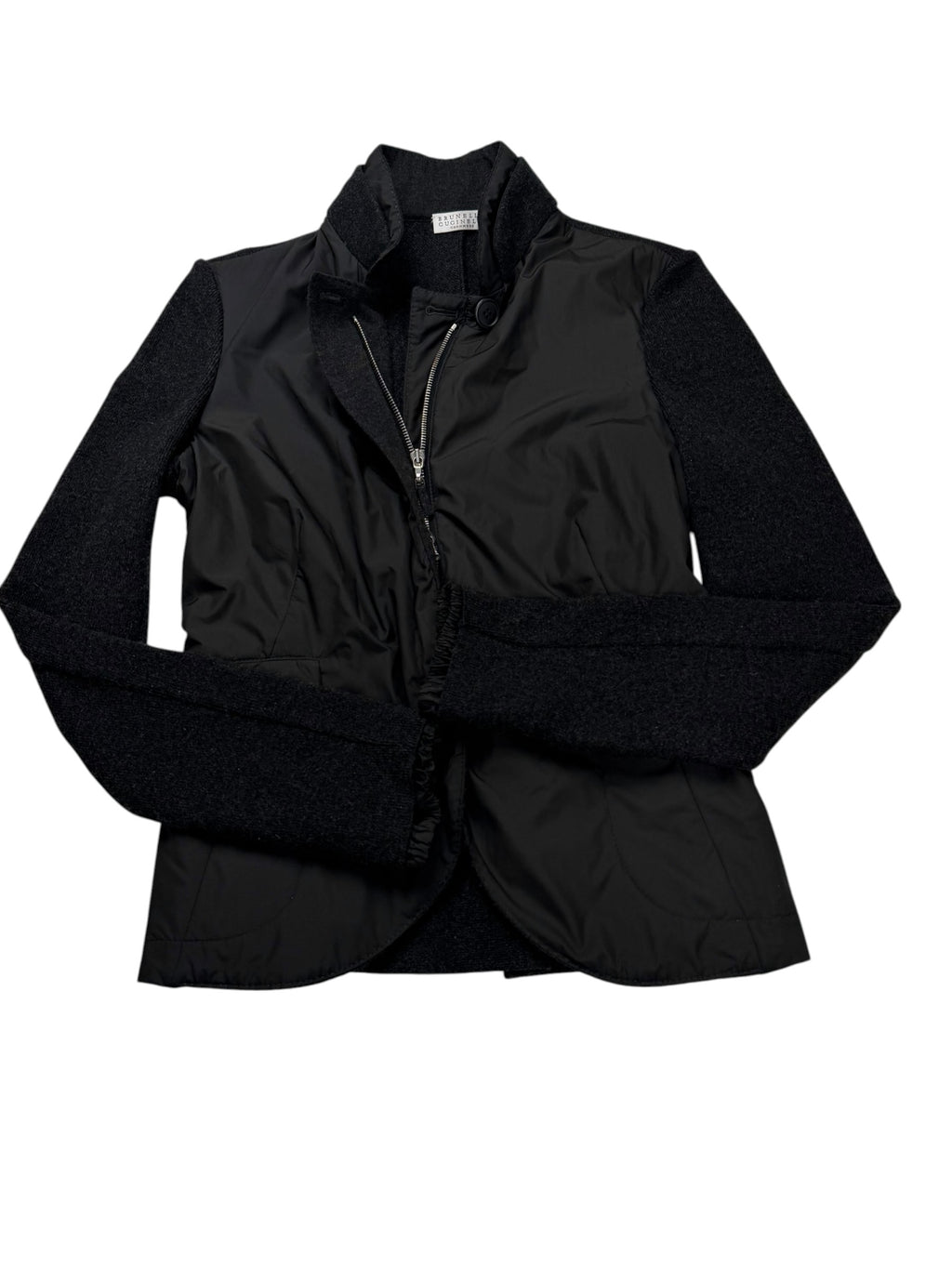 Brunello Cucinelli Hybrid Jacket Cashmere Nylon Black & Grey Women's M IT42
