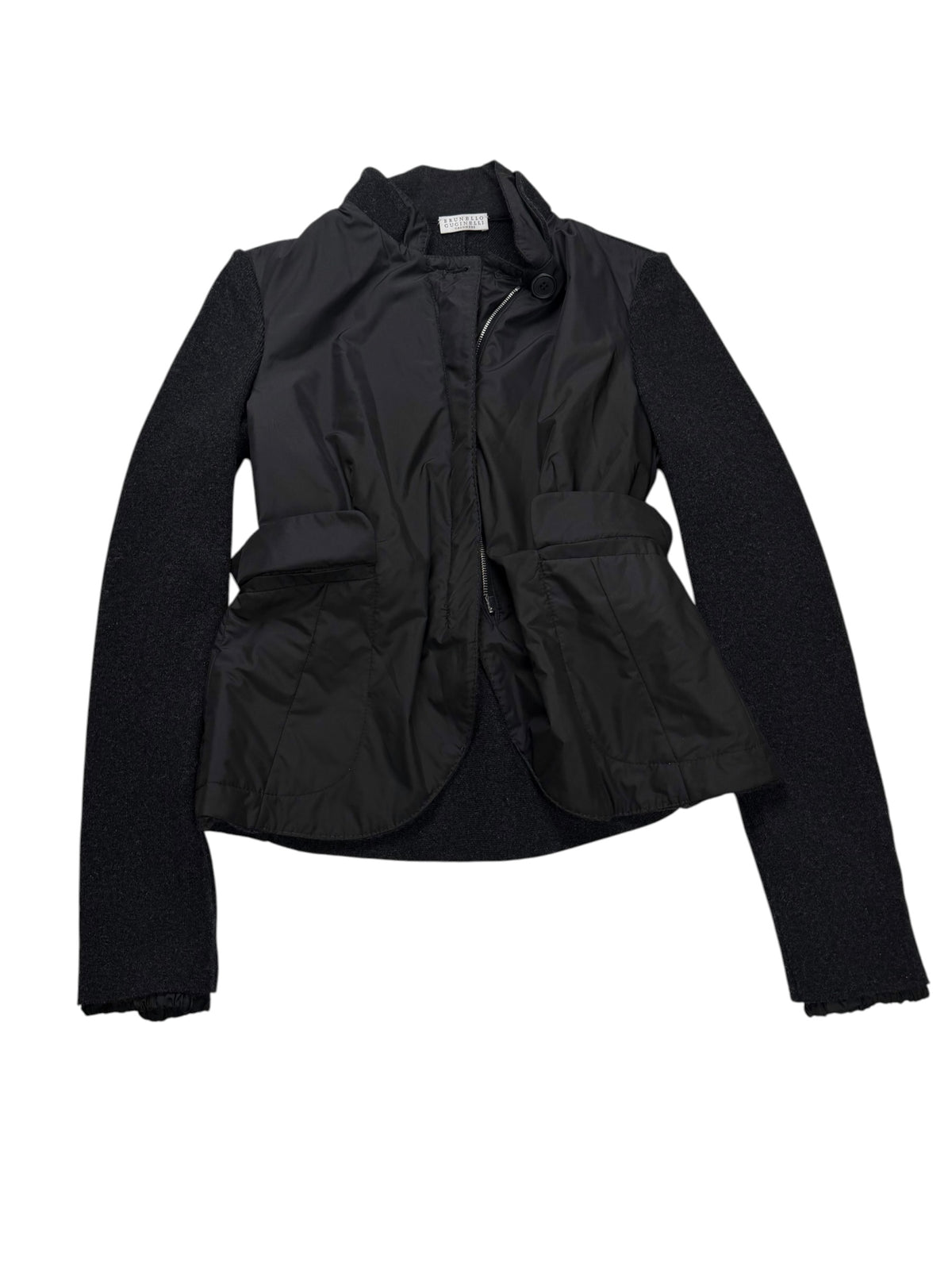 Brunello Cucinelli Hybrid Jacket Cashmere Nylon Black & Grey Women's M IT42
