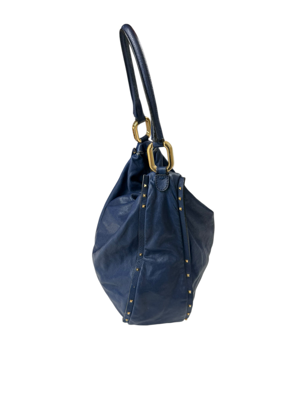 Marc Jacobs Blue Leather Hobo Handbag Gold Hardware Lock