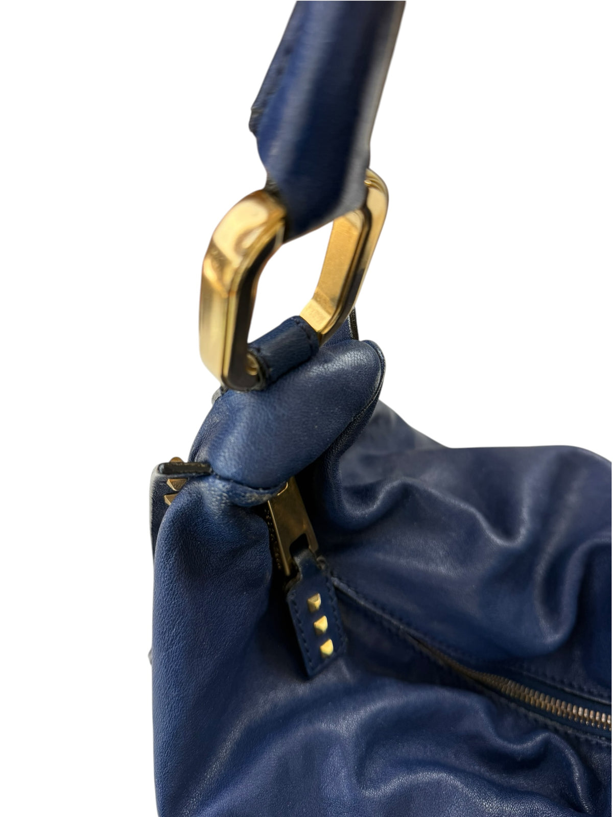 Marc Jacobs Blue Leather Hobo Handbag Gold Hardware Lock