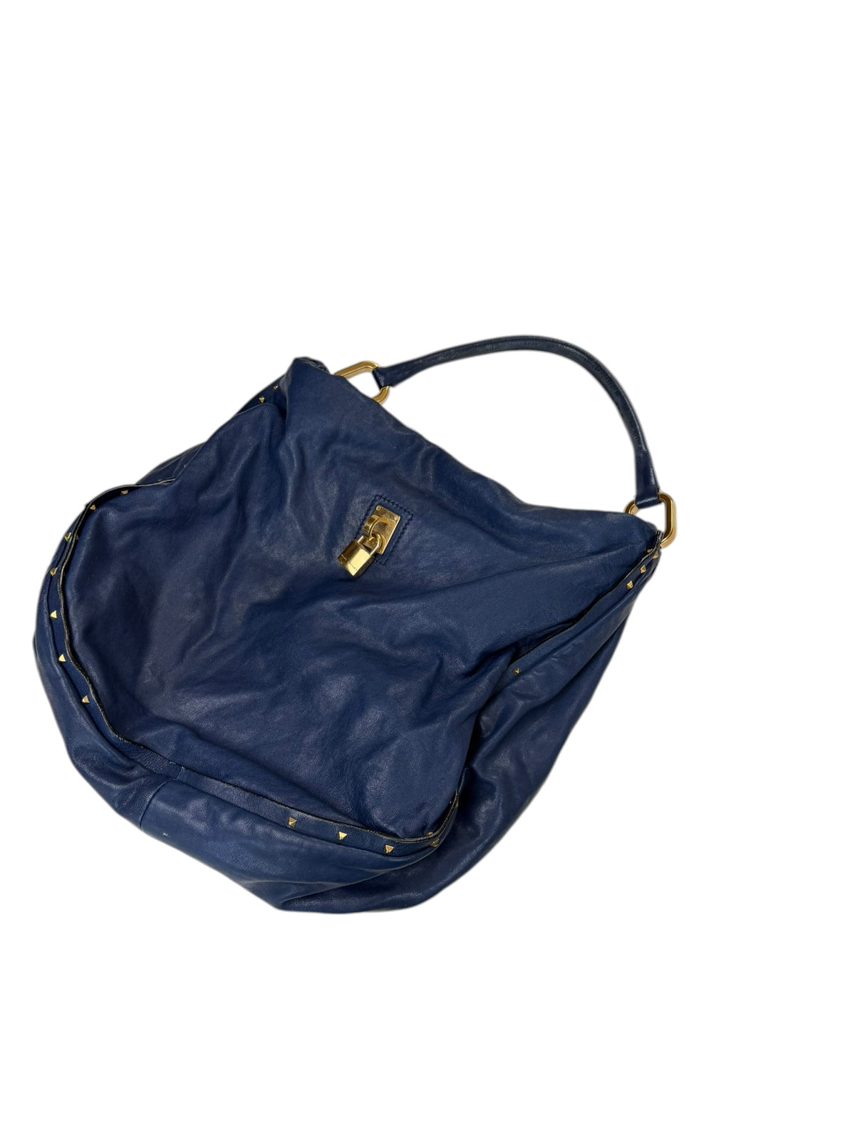 Marc Jacobs Blue Leather Hobo Handbag Gold Hardware Lock